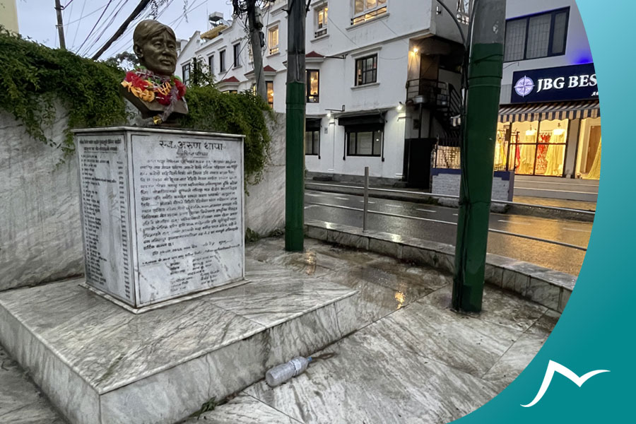 Uncovering the Unique Charms of Thamel and Jhamsikhel A statue of the late singer Arun Thapa at Jhamsikhel
